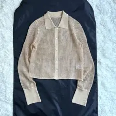 アニュアンス ラメメッシュニットポロシャツ コーラル 24ss