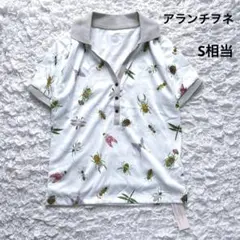 新品タグ付き極美品　インセクト半袖ポロシャツ（M）昆虫プリントオープンカラー