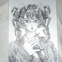 手書きイラスト アナログ 女の子 オリジナル