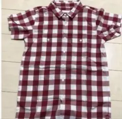 Burberry 赤と白のチェック 半袖シャツ