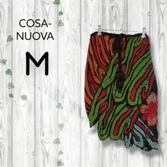 COSA-NUOVA　ニットスカート　アシンメトリー　秋冬　個性的カラフル　裏地