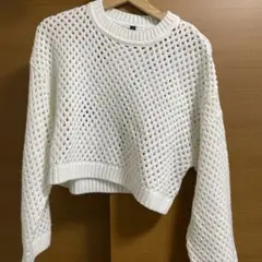 h&m ホワイト クロップドニット 長袖
