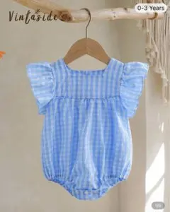SHEIN ロンパース　6-9M ブルー