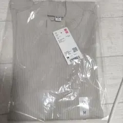 UNIQLO リブハイネックT M ライトグレー