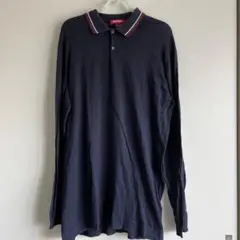 Supreme ネイビー 長袖ポロシャツ