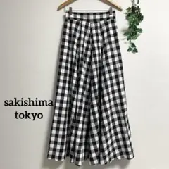 sakishima tokyo＊黒 ギンガムチェック フレア ロングスカート