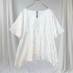 オマージュクラッセ レースブラウス 白 上品 美品 ゆったり 春夏 韓国風 上品