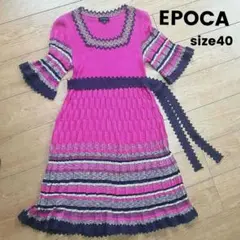 EPOCA エポカ 半袖ピンクワンピース Lサイズ 裏地、ベルト付き