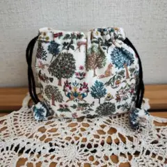 ⑤アール・ヌーヴォー　巾着袋　ハンドメイド