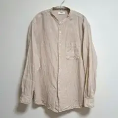 【美品】UNIQLO　ベージュ リネン 長袖シャツ