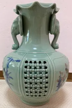 【韓国陶磁　海泉　南宮熔作　壺・花瓶　２８ｃｍ】 韓国陶磁 海泉 南宮熔作 壺・花瓶 28cm】 - メルカリ