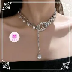 ♡新品♡即日発送 キラキラ ラインストーン シルバー ネックレス インポート
