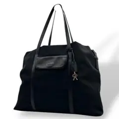美品　DKNY トートバッグ　黒　ブラック　A4収納　南京錠　ナイロン　x