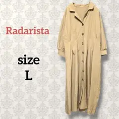 Radarista【L】バックプリーツロングワンピース ベージュ オープンカラー