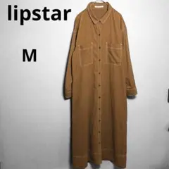 リップスター lipstar M キャメル ベージュ 長袖 シャツワンピース