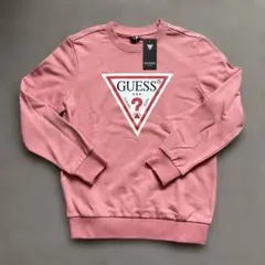 GUESS ピンク トライアングルロゴ トレーナー タグ付き