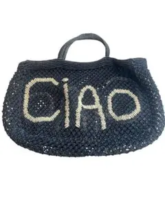 ジャクソンズ　CiAO刺繍ブラックかごバッグトートバッグ