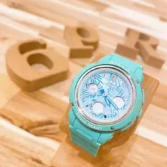 CASIO【カシオ】Baby-G腕時計BGA-150F花柄エメラルドグリーン×白