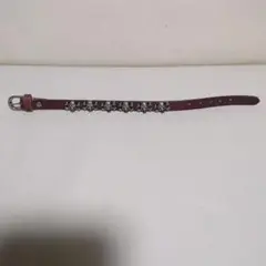 スカルモチーフ レザーブレスレット 赤
