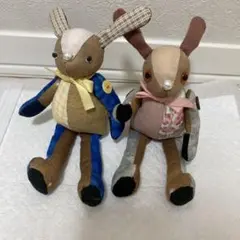 ハンドメイド作品ぬいぐるみ2体セット★うさぎ、パッチワーク