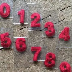 数字のワッペン【赤】番号、パーツ