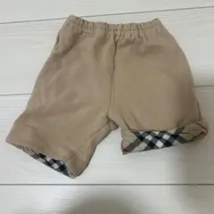 バーバリー　ベージュ チェック柄折り返しパンツ