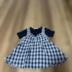 branshes 半袖ワンピース 黒と白のチェック柄