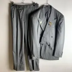 【セットアップ　CERRUTI　ダブル　グレー　大きめ　ピンズ　イタリア製生地】