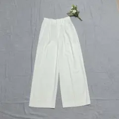 ユニクロ【S】アンクル丈とろみワイドパンツ センタープレス きれいめ 白 OL服
