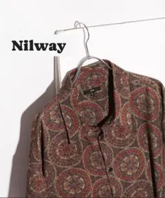 Nilway 総柄トロミ オーバーサイズシャツ 柄シャツ ペイズリー 半袖
