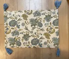 インド綿　花柄タッセル付き　マット