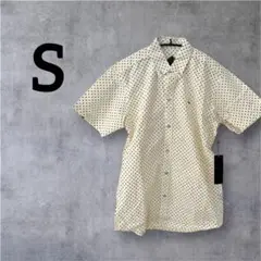 美品✨半袖シャツ 【S 】ブラウス アイボリー ドット柄 男女兼用 おしゃれ