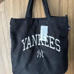 Yankees コーデュロイ トートバッグ ブラック　MLB ヤンキース　公式
