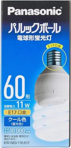 パナソニック 電球形蛍光灯 パルックボール 口金直径17mm 電球 60形