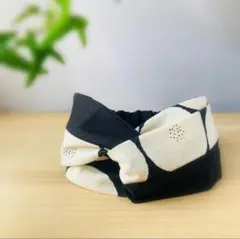 sale☁︎クロスヘアバンド☁︎あんぱん柄×黒無地ミックス
