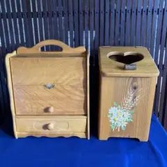 【2個セット】カントリー雑貨　ドレッサー　鏡台　＋　ダストボックス　ゴミ箱