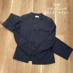 PLST ネイビースーツ 上下セット リネンブレンド L