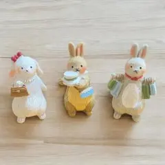 【新商品】ナチュラルキッチン　おしゃれうさぎ3点　ミニチュア　置物　オブジェ