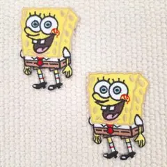 刺繡ワッペン　キャラクター　スポンジ　２枚セット