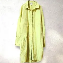 H&M 長袖シャツワンピース 黄緑 ライムグリーン