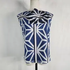 LINO K.T リノケーティー 麻の葉柄 ノースリーブカットソー リネン異素材