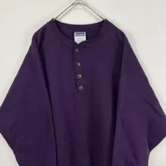 USA製 90s tultex ヘンリーネック スウェット 紫