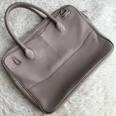 【美品】Pid　本革　シボ　レザーブリーフケース　グレージュ　書類カバン