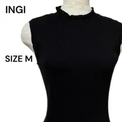 INDIVI ノースリーブ ニット ブラック サイズM スタンドネック タイト