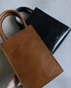AMERI ブラウンレザー ミニトートバッグ