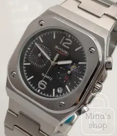 【ラウンドとスクエアの均整にバンドまで完成度の高い仕上り/新品】サンムーン 黒