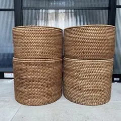 無印良品　ラタンラウンドバスケット4個セット