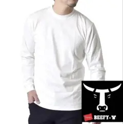 Hanes 長袖Tシャツ 《010ホワイト》 新品 未使用 ヘインズ BEEFY