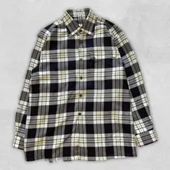 Costa Brin チェック柄シャツ 絹ウール混 メンズM 秋冬 長袖 日本製