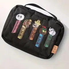 【新品未使用】PEZペッツ総柄プリント　トラベルポーチ　ブラック